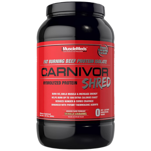MuscleMeds Carnivor Shred Fat Burning Hydrolized Beef Protein Isolate, 0 Lactose, 0 Sugar, 0 Fat, Vanilla Caramel, 2 Pound, 28 Servings