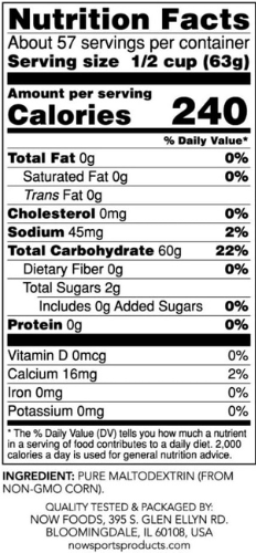 NOW Sports Nutrition, Carbo Gain Powder (Maltodextrin), Rapid Absorption, Energy Production, 8-Pound