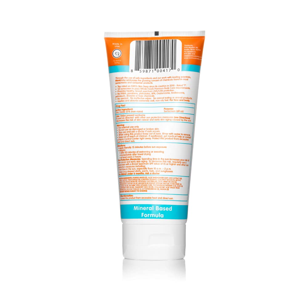 Thinkbaby Safe Sunscreen SPF 50+ - 6oz Family Size (2-Pack)